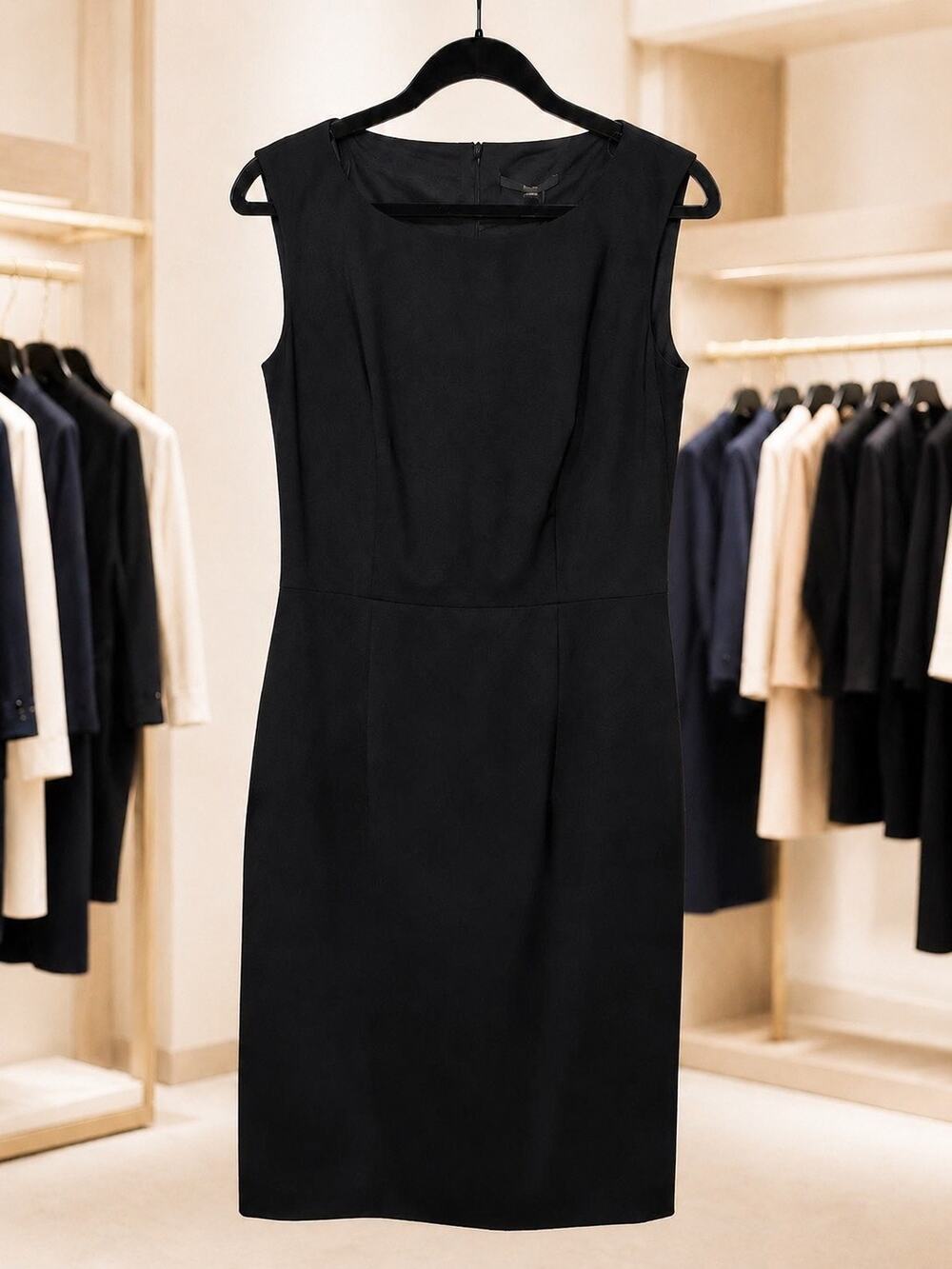 BOSS Hugo Boss Donava Dress Size 6 Black Sleeveless Sheath Career Work NWT Chic